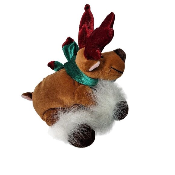 Brown Reindeer Christmas Furry Legs Scarf Plush Stuffed Animal 7.5" - Picture 2 of 6
